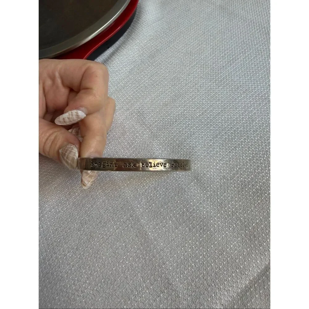 Imagine Ask Believe Receive Silver Inspirational Bracelet